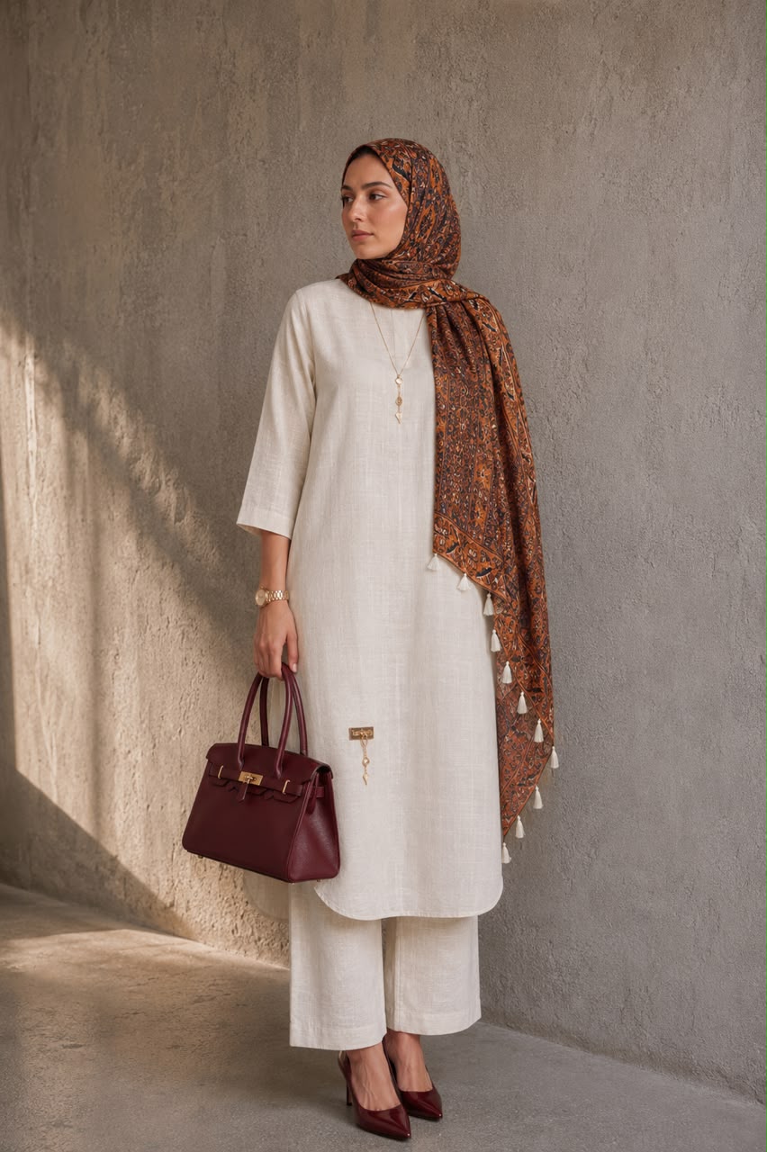 MYRA & NYRA Linen Blend 3 Piece Set-WHITE