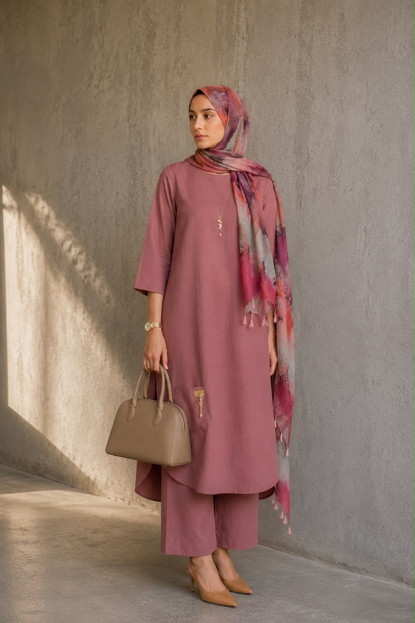MYRA & NYRA Linen Blend 3 Piece Set-BLUSH PINK