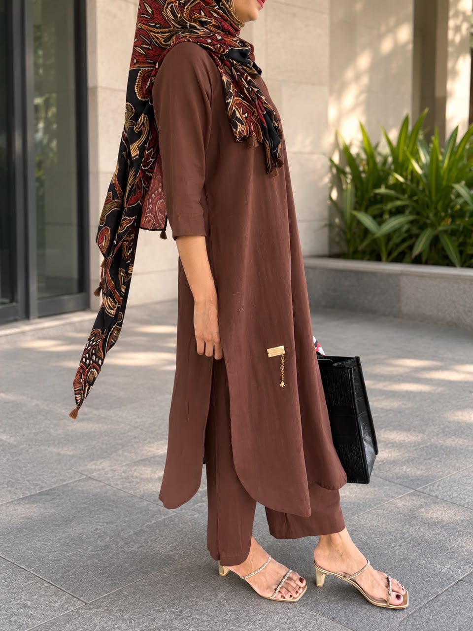 MYRA & NYRA Linen Blend 3 Piece Set-Brown