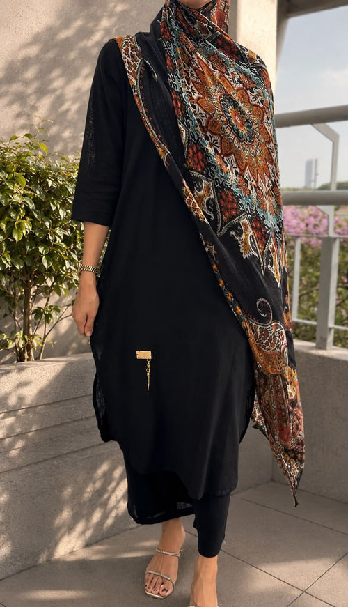 MYRA & NYRA Linen Blend 3 Piece Set-Black